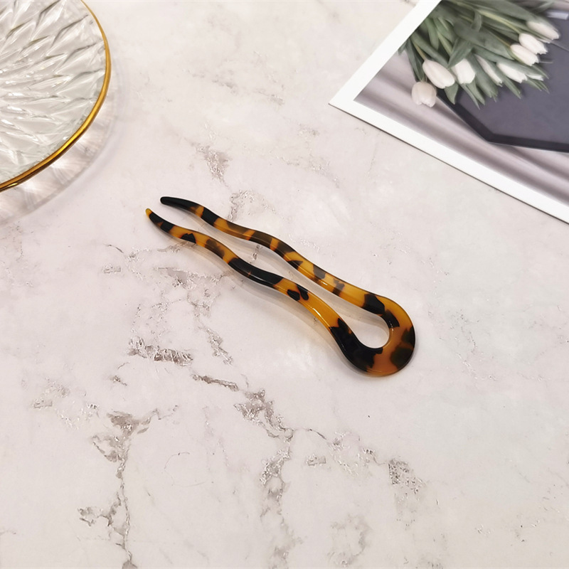 Corea del Sur acetato en forma de U giro horquilla adulto simple elegante palillos hacia fuera decoración pelo accesorios bola cabeza updo