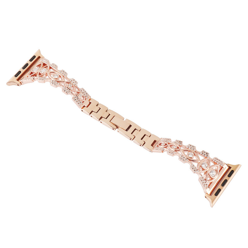 For Apple Apple Watch Copper Zircon Eyes iWatch S8 Stainless Steel Metal Strap For Apple Apple Watch Copper Zircon Eyes iWatch S8 Stainless Steel Metal Strap