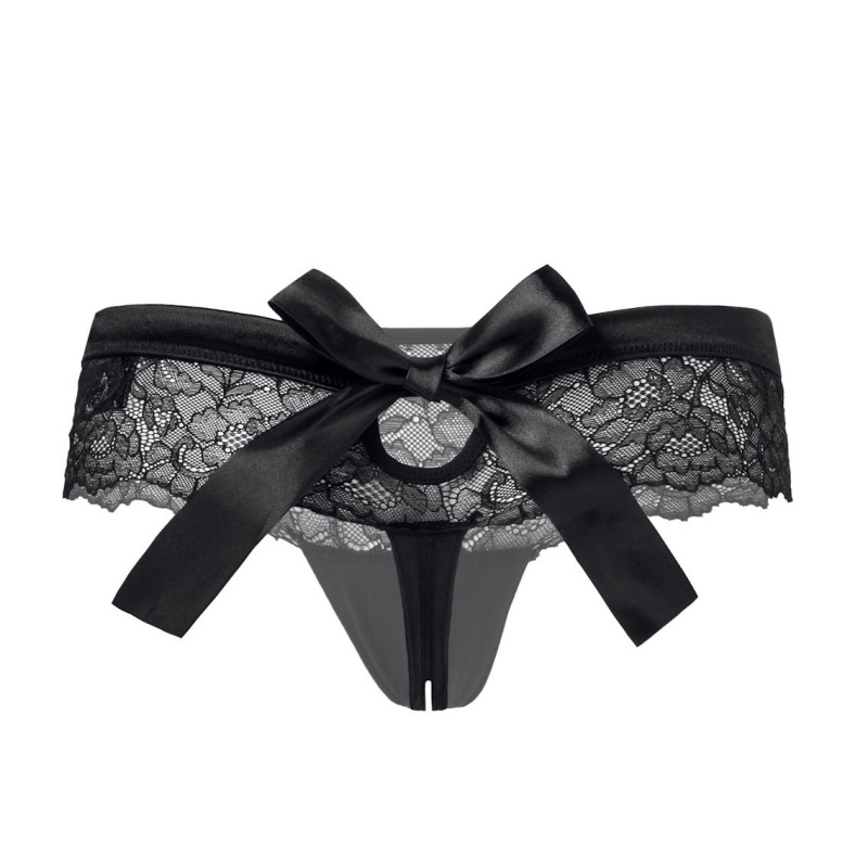 Super Soft Milk Silk Women's Sexy Underwear, Lace Panties, Lace Bow, Low-Waist Briefs, Open-Crotch Panties for Women