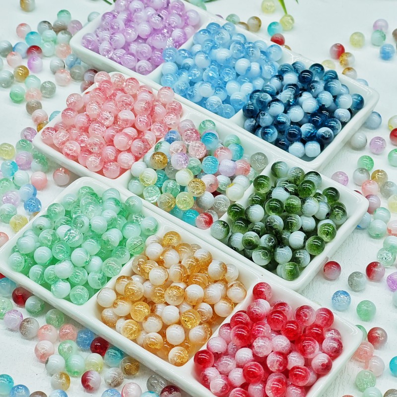 10mm nuevo semi-blanco cuentas de palomitas de maíz de color esmalte de vidrio de alta Blanco roto estalló cuentas sueltas pulsera collar de cuentas de la joyería Accesorios