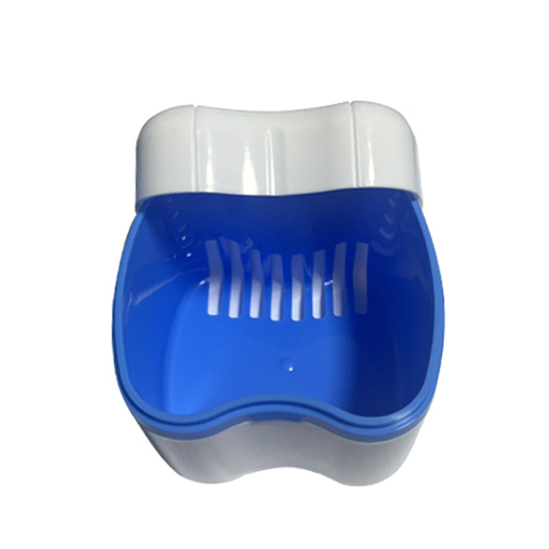 Venta al por mayor de estilo europeo de doble capa de boca completa dentadura de limpieza caja de almacenamiento con caja de almacenamiento de dientes caja de dentadura