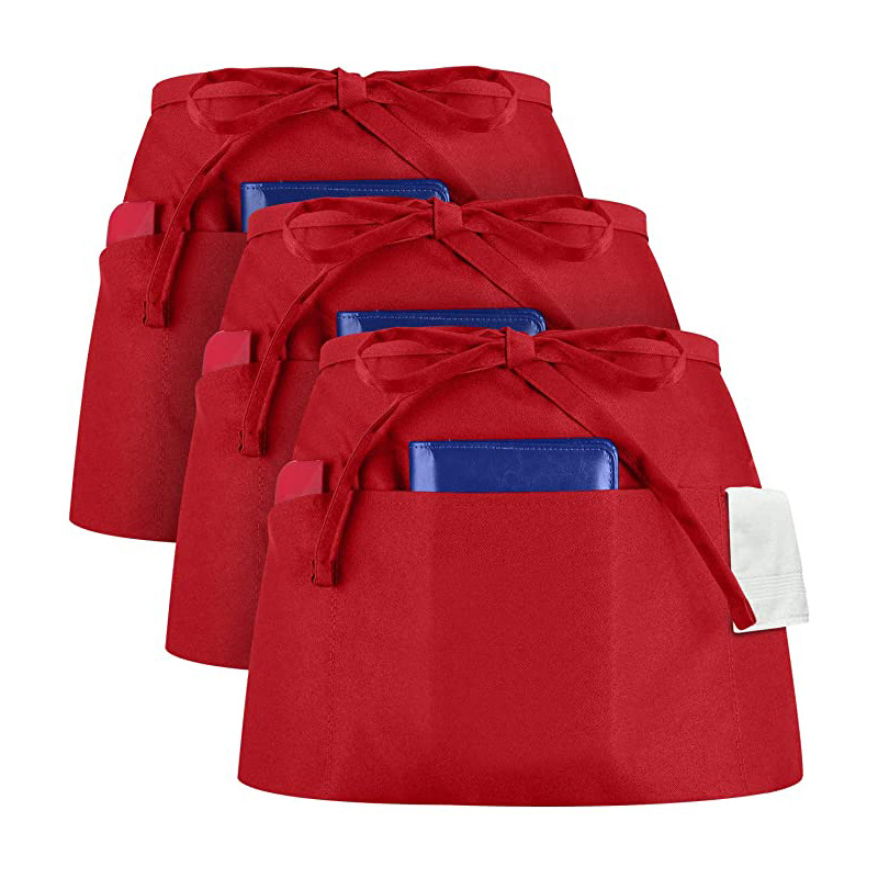 Delantal corto de poliéster de Amazon, moderno y sencillo, para pintura, publicidad, trabajo, fabricante mayorista de delantales cortos.