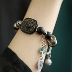黒檀山鬼牌ザキラム方牌ブレスレット女性新中国風手串アクセサリー