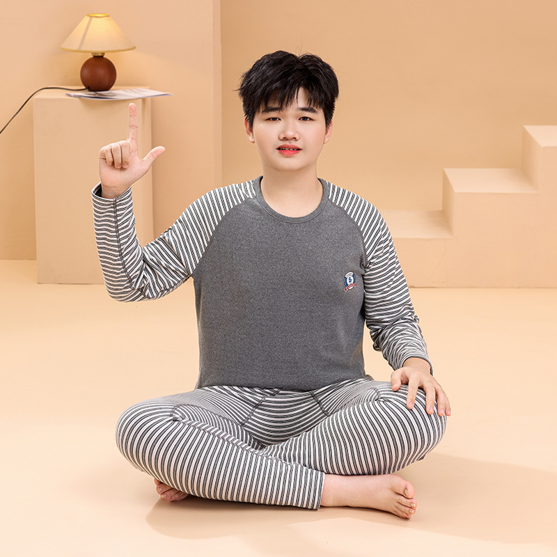 青少年初中生秋衣秋裤胖大童保暖内衣男童睡衣加肥大码女孩打底衫|undefined