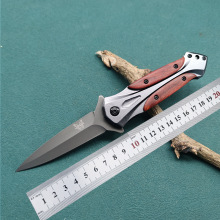 厂家批发折叠刀木柄户外小刀高硬度荒野求生刀便携迷你刀口袋刀