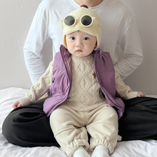 宝宝冬季羽绒马甲套装帅气时髦婴儿衣服冬装保暖背心三件套外出服