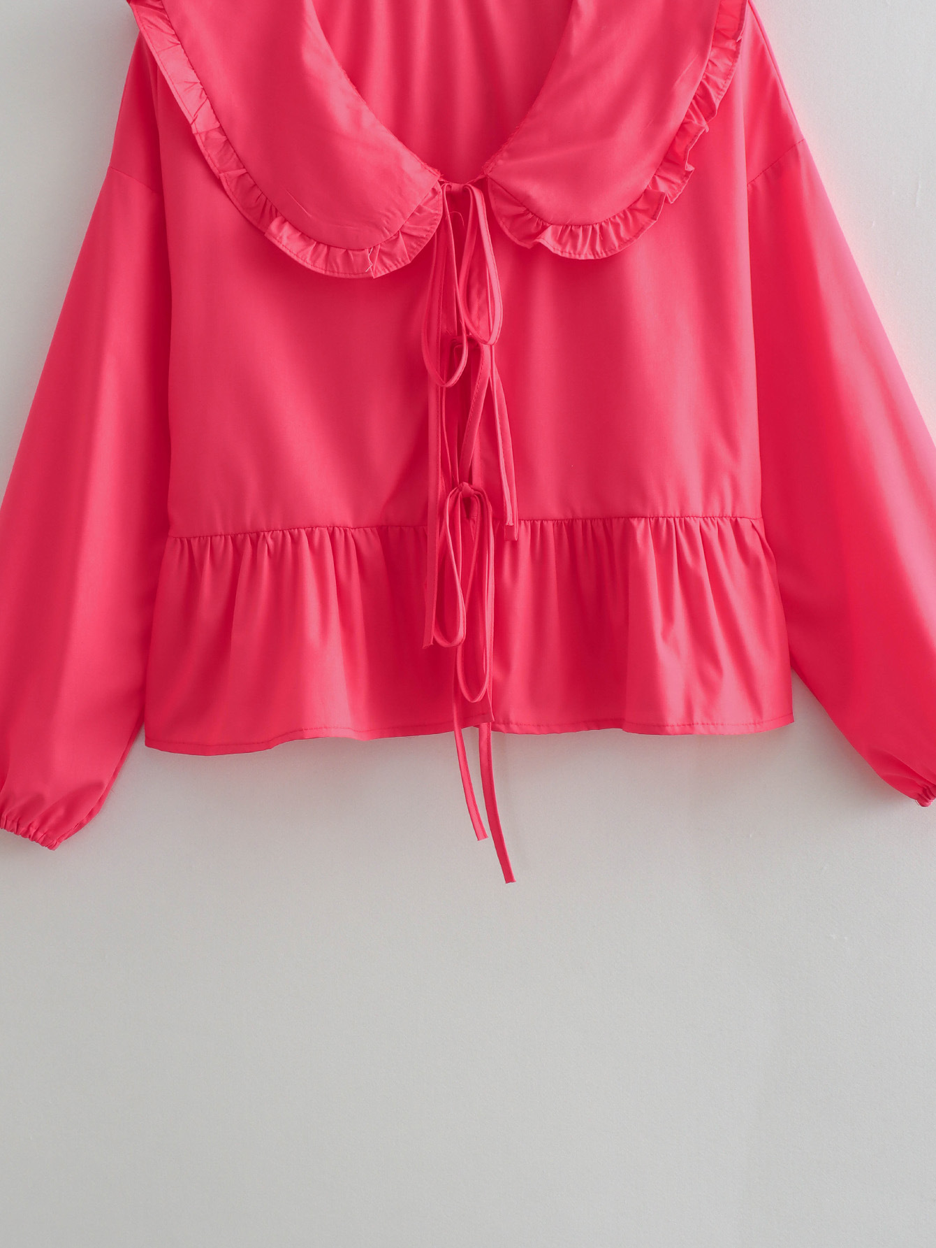 2024 Summer New Solid Color Polo Cardigan Slim Fit Lace up Long sleeved Women's Shirt B63060_voghion.com