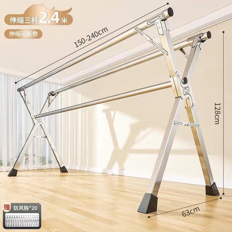 두꺼운 전체 강철 2.7m 막대 + 30개의 바람 후크