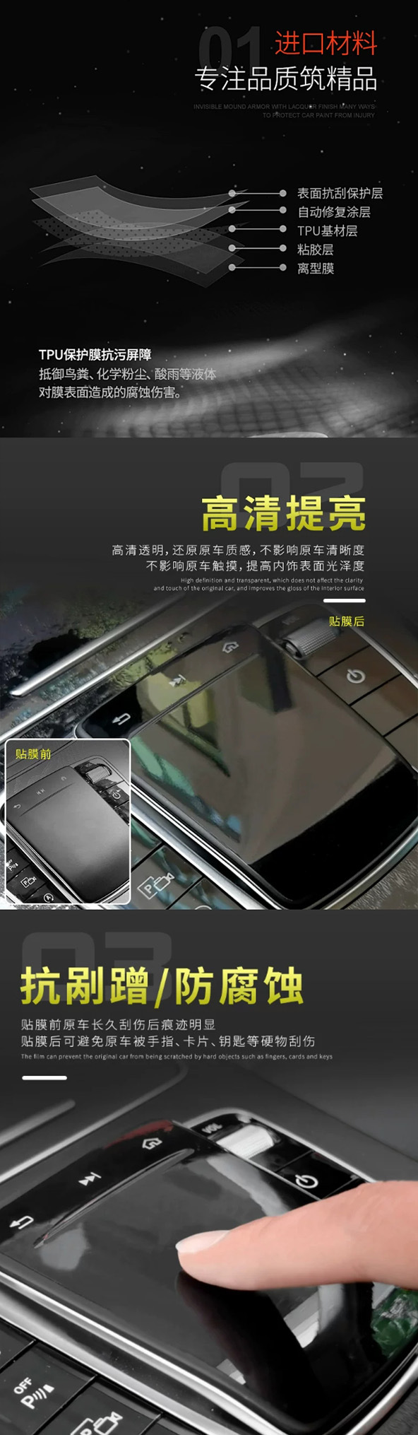 New 26 models of Zhijie R7 car navigation center console TPU soft film, scratch-resistant protective film for car interior modification and display