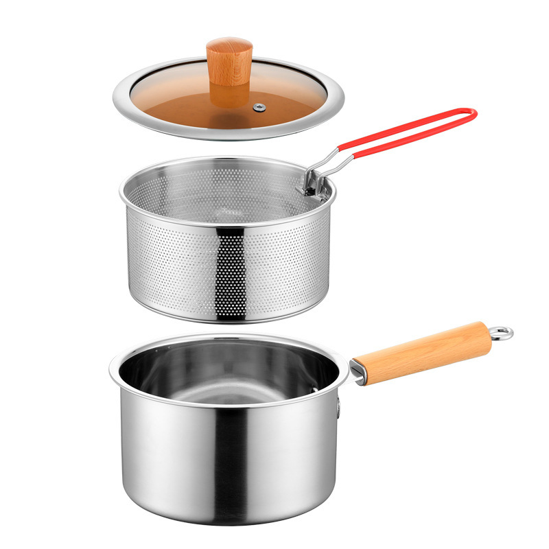 304 acero inoxidable multifuncional pan de leche doméstico con pantalla de filtro para bebés alimentos suplementarios pan de leche electromagnética pan de fregida pequeña image 6