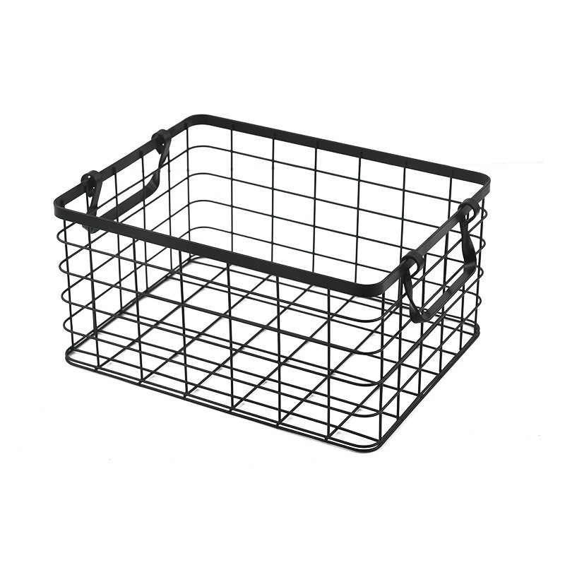 Cesta de almacenamiento de estilo nórdico con manijas Cesta de almacenamiento de hierro dorado Cesta de almacenamiento de marco de almacenamiento de gran capacidad de oro rosa