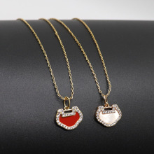 麒麟高版本如意锁项链女18K玫瑰金镶钻锁骨链平安锁吊坠厂家精工