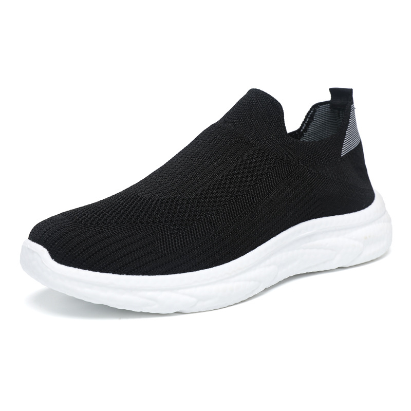 Zapatos de hombre transfronterizos perezosos de un pie 2025 primavera y verano malla zapatos de hombre zapatos casuales zapatos de todo fósforo de color sólido de fondo suave tejido volador