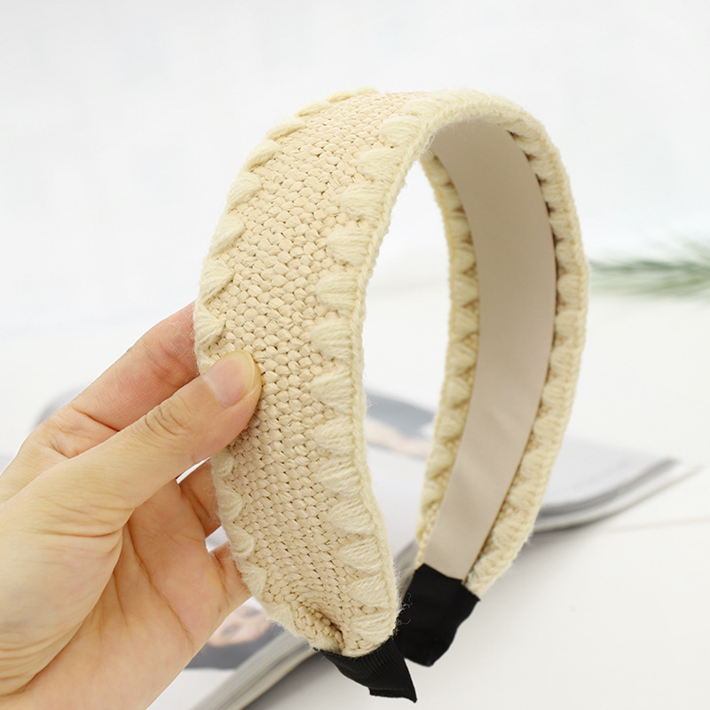 Cross-border New Arrival Hair Accessories Women's Korean Style Internet Celebrity Same Style Elegant Straw Headband Simple Edge Covered Flat Headband F639 display picture 1