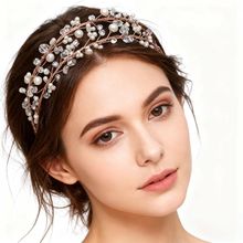 韩式双层银色新娘头饰水钻花朵珍珠发饰皇冠配饰