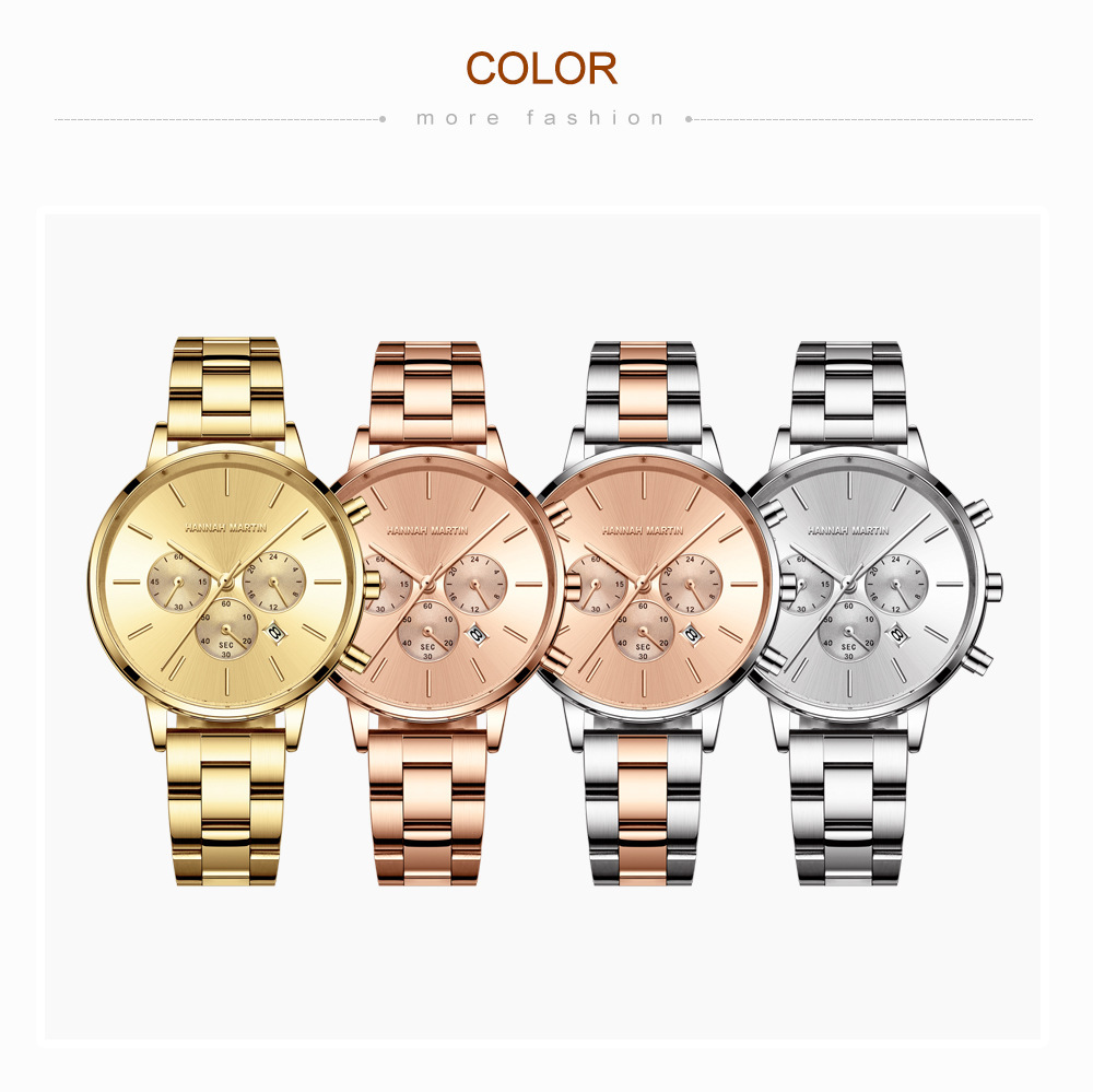 Orologio da polso impermeabile con chiusura a doppio scatto a farfalla, cinturino in acciaio inossidabile, orologio al quarzo da donna_voghion.com