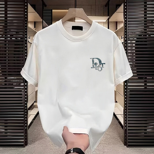 Heavyweight Pure Cotton Short Sleeve T-Shirt Casual Trendy Men's and Women's Summer Insta White Matchable Crew Neck Top Trendy Matchable Men's Half Sleeve