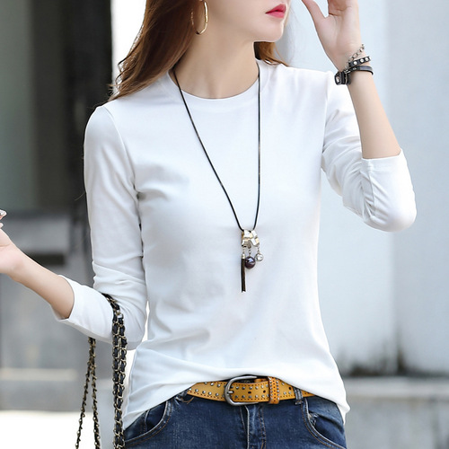 Women's Loose Long-Sleeve T-Shirt for 2025 Spring and Autumn Outwear, Versatile and Slimming, Can Be Worn as a Base Layer Top