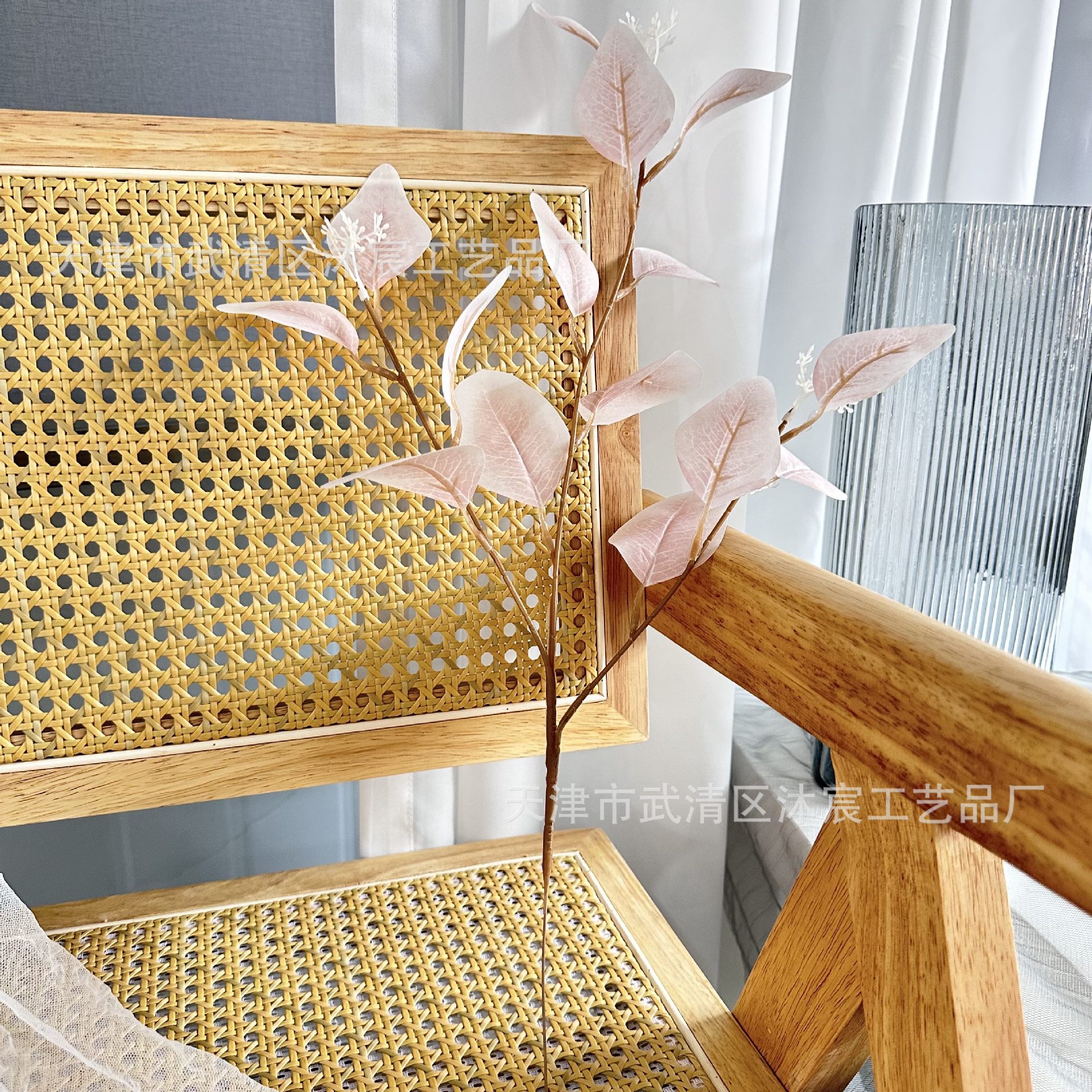 Pequeño tenedor hojas de eucalipto hoja de eucalipto vena celebridad de Internet hojas de eucalipto hoja de manzana Fondo decoración de la pared flor hoja flor artificial