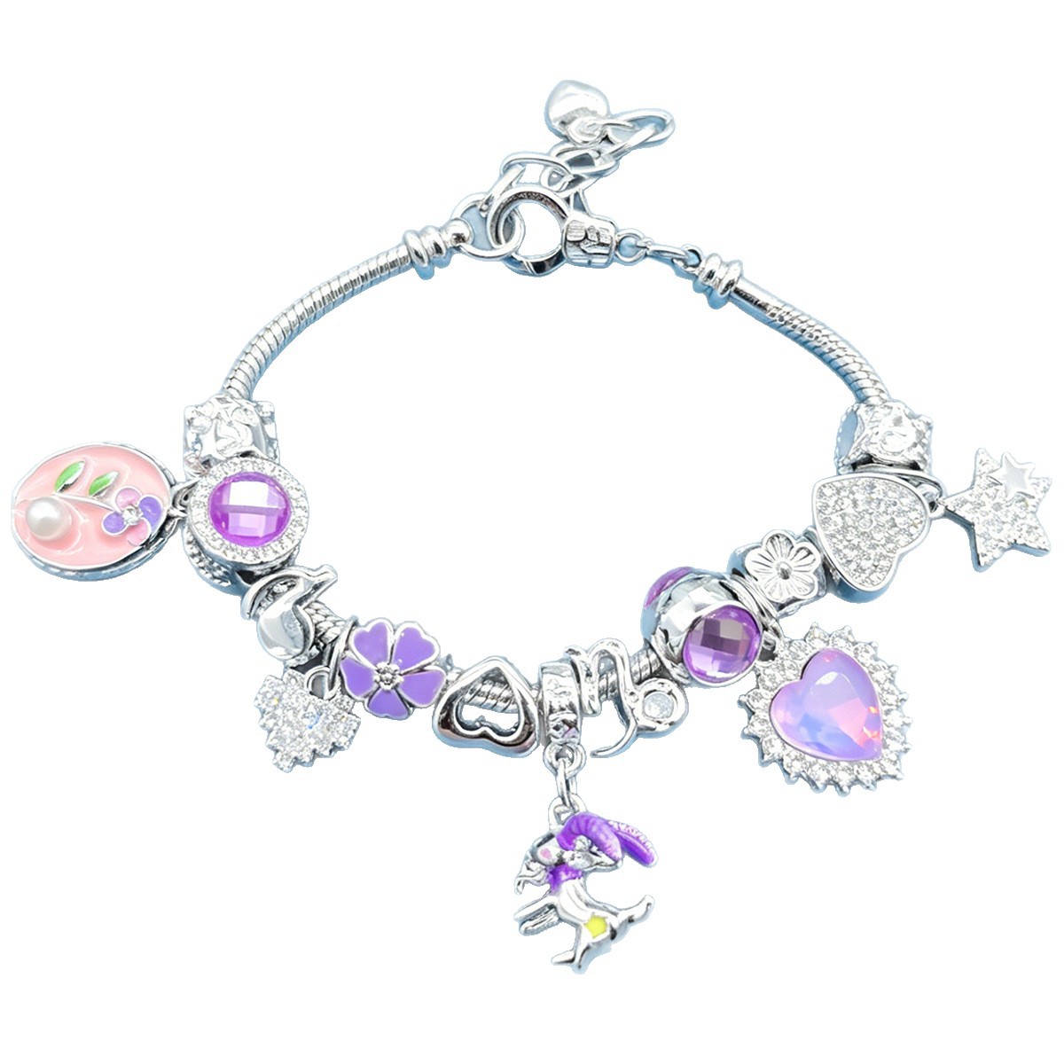 Brazalete Panjia DIY doce signos Brazalete diamante amor pentagramas árbol de la vida cuatro hojas joyas de moda
