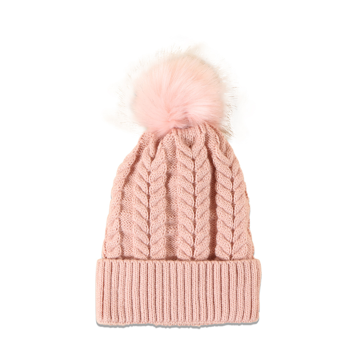 Pink Hat Korean Version Of Pure Color Wild Twist Woolen Hat Warm Fashion Hair Ball Trend Knitted Hat New display picture 4