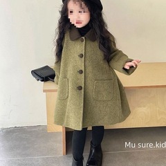 女の子韓国子供服秋冬新作両面カシミヤ2024子供コート