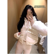 【现货】alo假两件立领连帽款羽绒服女保暖双层拉链抽绳棉服外套