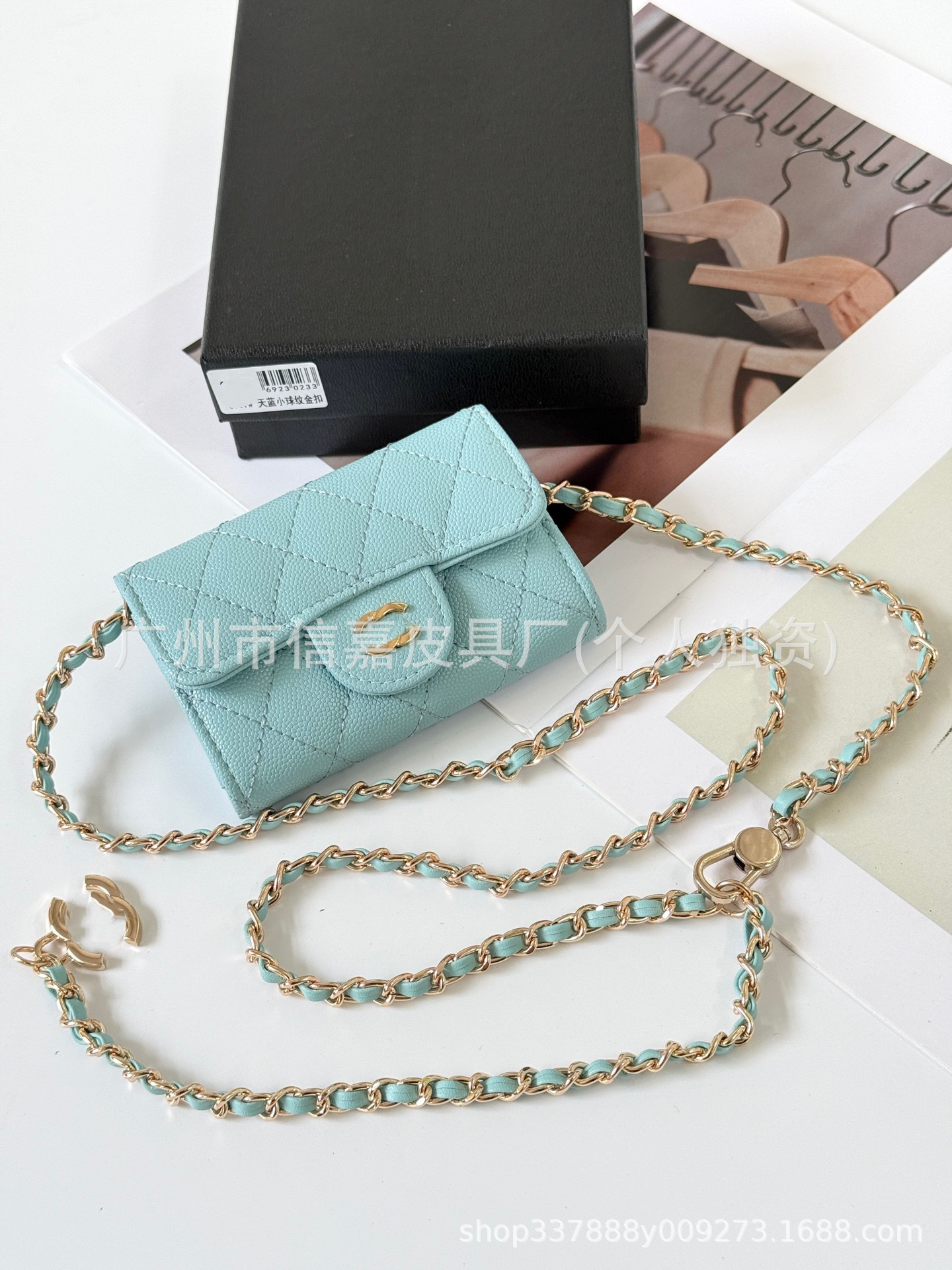 (Cross-border trading), small bag, card holder, wallet, shoulder bag on chain, food bag, genuine leather, chain bag