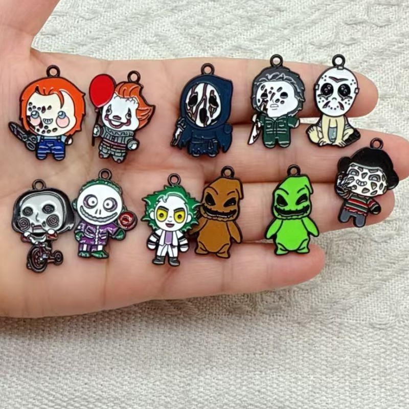 ハロウィンシリーズゴースト DIY ジュエリーアクセサリー合金オイルドリップペンダントキーホルダーイヤリングバッグペンダント|undefined