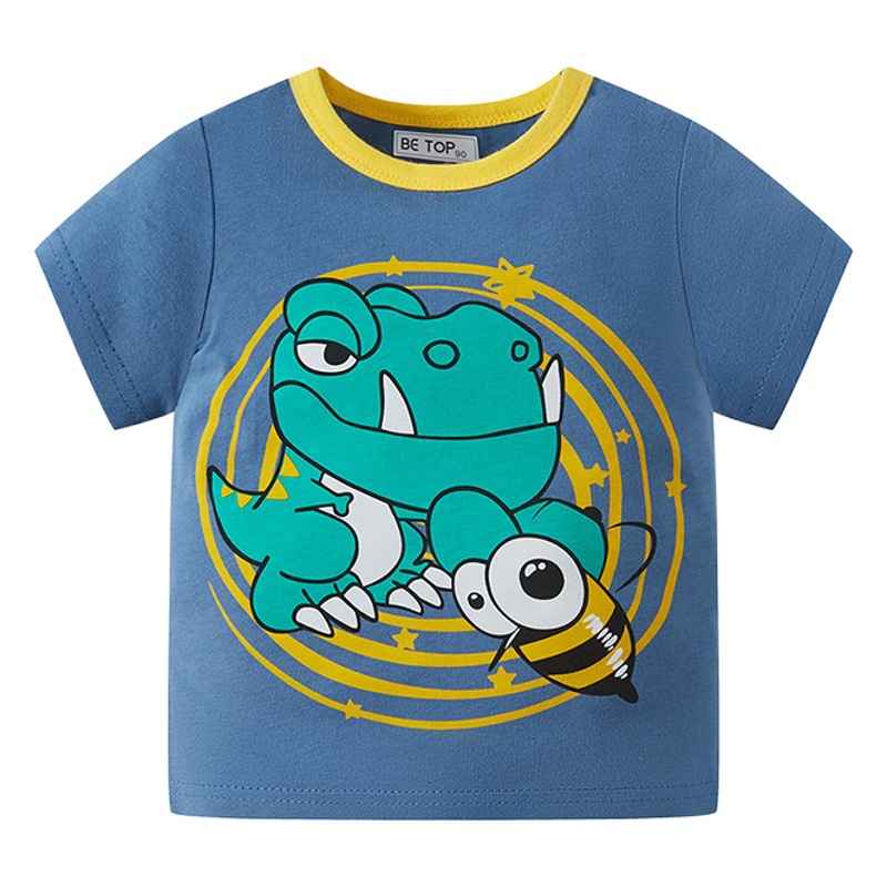 Camiseta de manga corta para niños ropa de bebé de verano camisa para niños dibujos animados de algodón de media manga para niños ropa para niños entrega de una pieza