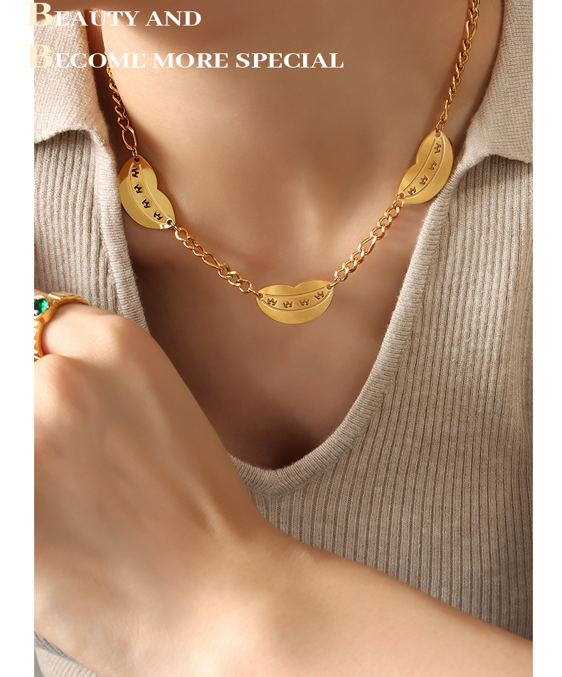 Fashion Heart Shape Titanium Steel Plating Necklace