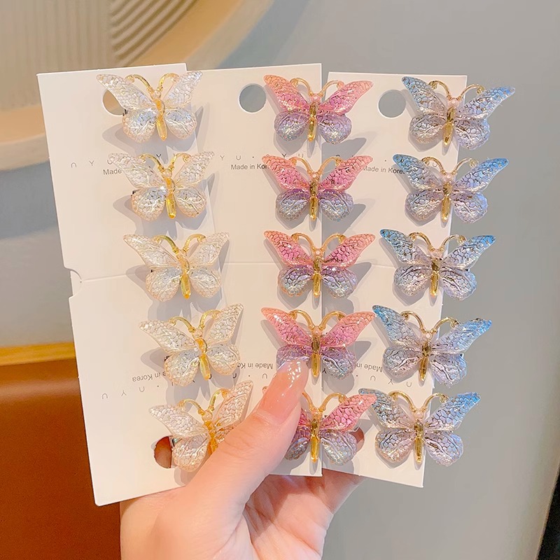 Estilo explosivo Super Fairy Symphony Horquilla de mariposa tridimensional Clip de pelo roto femenino Tocado Clip de pico de pato Horquilla para niños con sentido avanzado