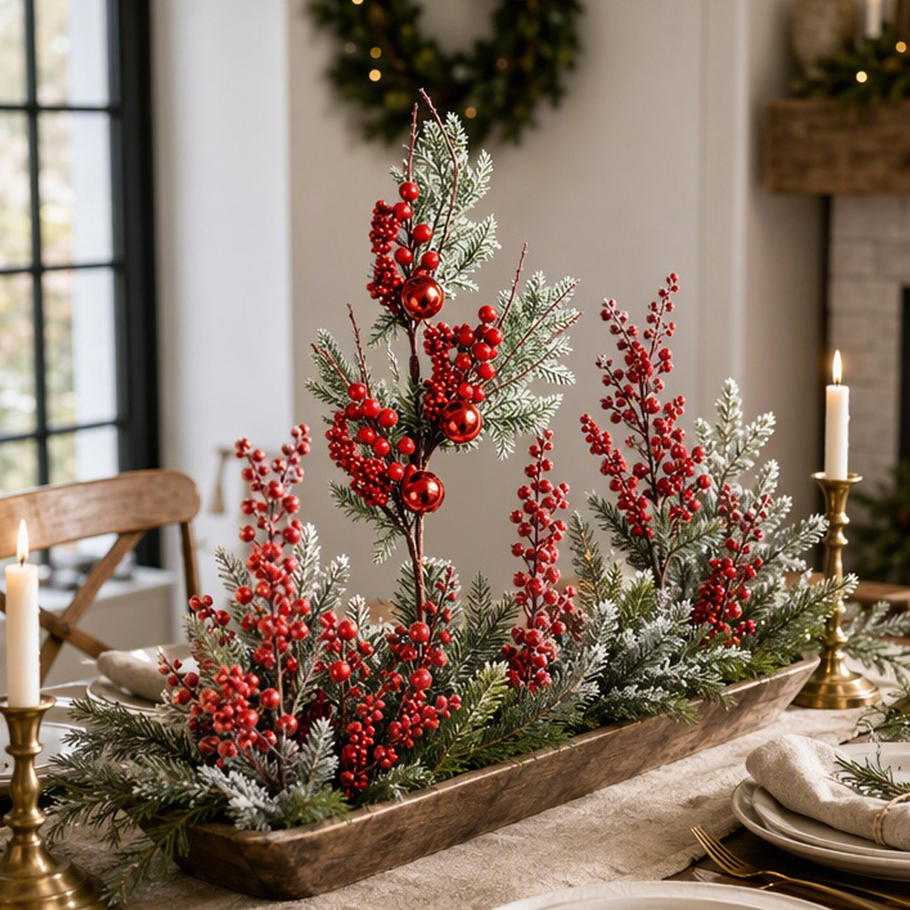 Cross-border Christmas decoration berry home flower arrangement simulated red fruit ornaments small red fruit party scene layout