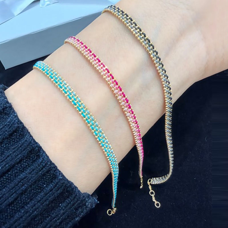 Popular red brand French Paris wide-colored rope hand-woven multi-row bead chain bracelet for men and women, couple's trendy wristband Popular red brand French Paris wide-colored rope hand-woven multi-row bead chain bracelet for men and women, couple's trendy wristband