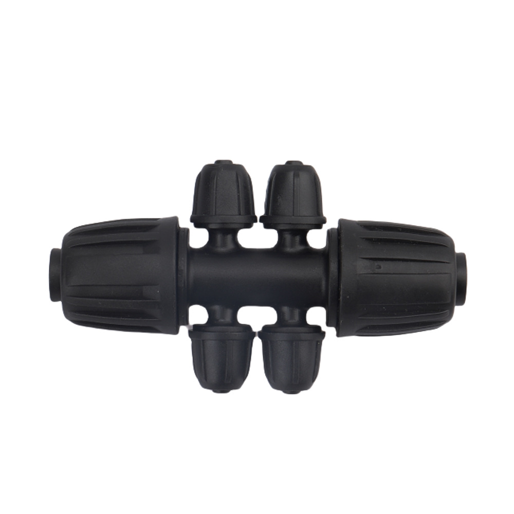 16 juntas de tubería a través de tres vías jardín césped riego automático riego de flores junta de riego tubería de riego por goteo junta de bloqueo