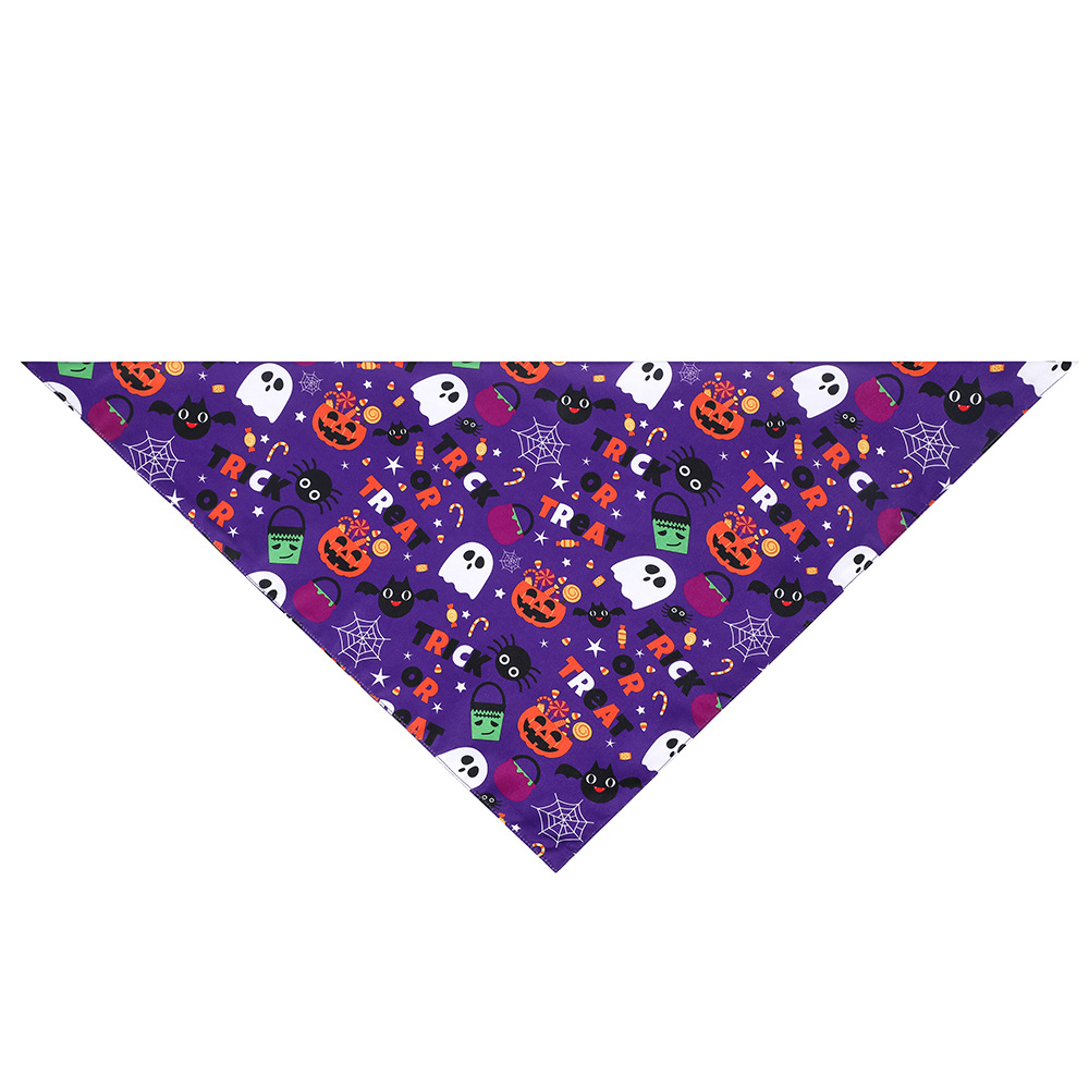 Fabricante en stock transfronterizo exclusivo para mascotas bufanda perro saliva toalla mascota Toalla de triángulo de Halloween mascota Toalla de saliva