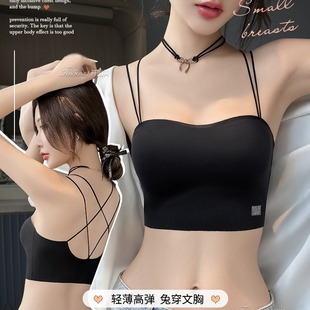 Beautiful Back Vest with Chest Pad Thin Underwear Girl's Small Chest Large Chest Tube Top Sling Inner Wearless Text-Free Bra