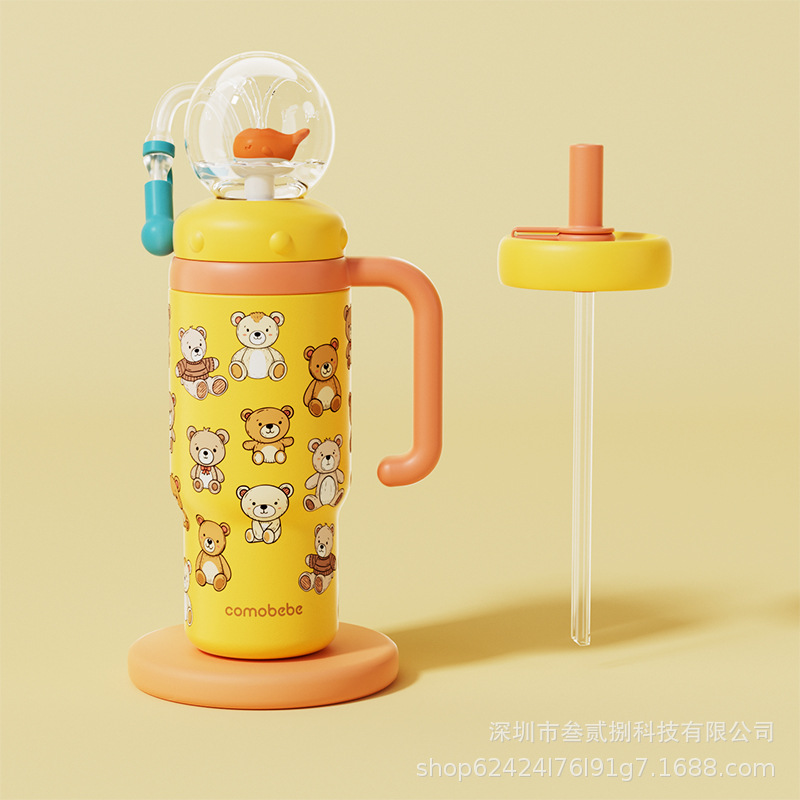 Taza de agua para niños ballena spray bebé taza de paja kindergarten hogar buceo beber diversión taza de verano