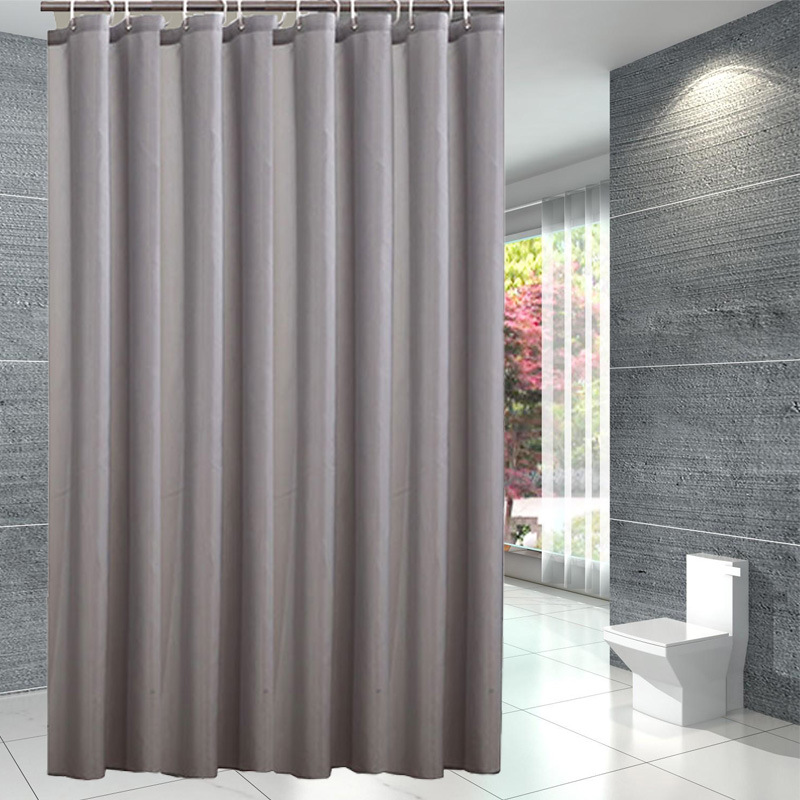 Cortina de ducha de fábrica Cortina de ducha de poliéster blanco puro liso transfronterizo cortina de baño impermeable opaca cortina colgante Cortina de ducha de hotel transfronteriza