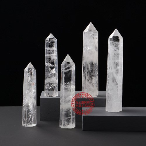 Wholesale of natural crystal columns, amethyst pink crystal white crystal single pointed hexagonal prism, crystal raw stone energy column ornaments