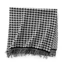 千鸟格子针织围巾羊绒披肩秋冬新款百搭围脖保暖羊绒女款流苏围巾