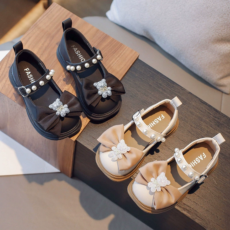 Маленькие кожаные туфли для девочек Осень 2025 Черные одиночные туфли Мэри Джейн для девочек