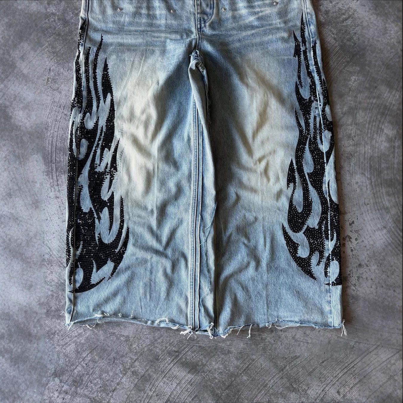 Europa y América transfronterizos y2k estilo de estilo de estilo de alta calle impresa jeans personalidad callejera casual pantalones de piernas anchas