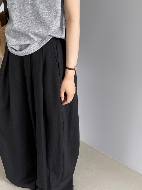 【福祉品返品交換不可】Jiangzuo ワイドレッグパンツ 夏用 ハイウエスト 痩身 薄手 ダッドパンツ 6276|undefined