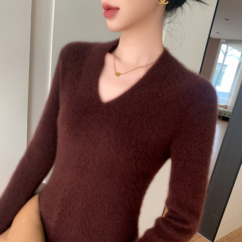 Solid color cashmere fitted knitted woolen base body-friendly…