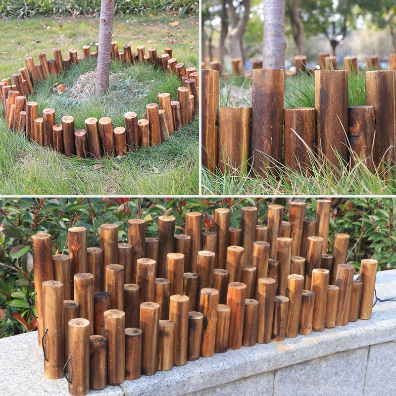 户外园艺围栏碳化防腐木围栏花园圆木杉木85厘交通安全设施防护防