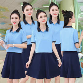 运动套装女夏季2024新款翻领t恤休闲短袖polo衫羽毛球服潮