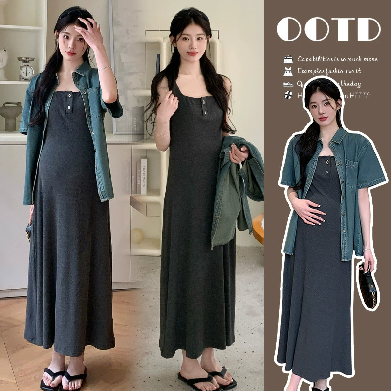Съемка на месте ~ 2024 летний костюм корейская модная свободная тонкая рубашка с короткими рукавами джинсовая куртка юбка