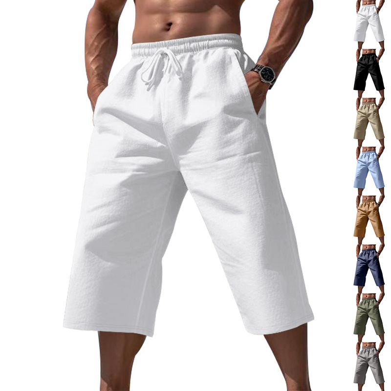 2024 cross-border Amazon independent station summer loose breathable cropped pants men's fashion casual breathable shorts