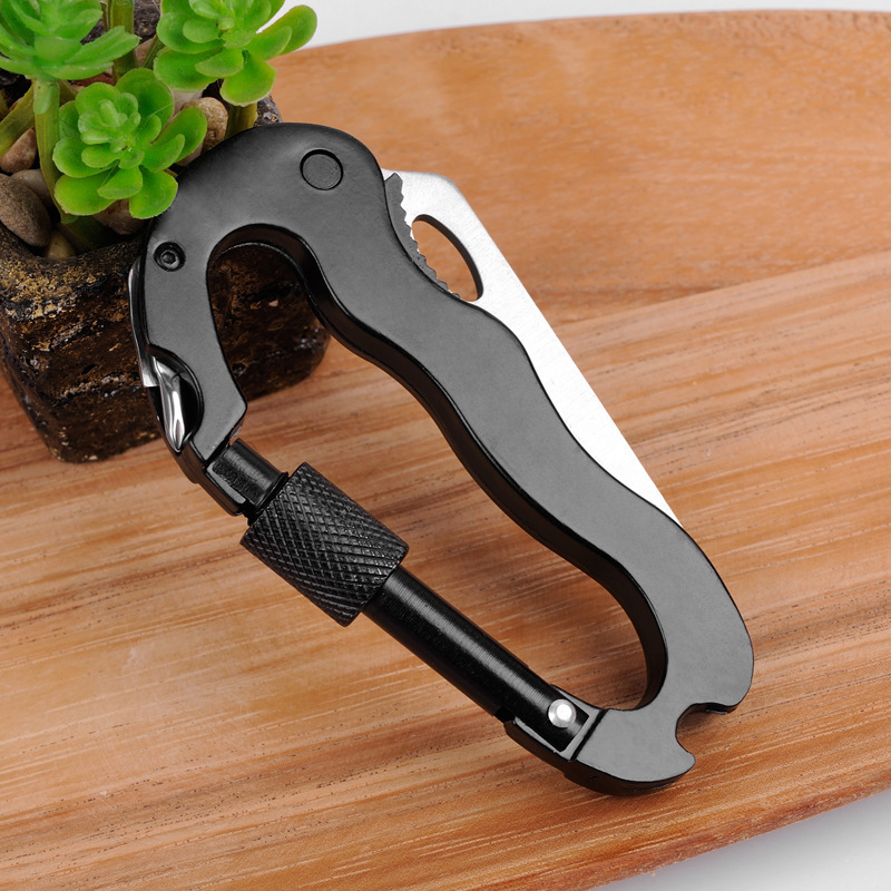 Multifunctional Carabiner Knife Five-In-One Outdoor Quick-Hook Knife Saw Edc Tool D-Type Carabiner Foldableing Knife